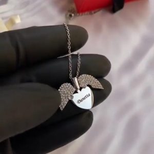 Silver secret message heart engraved necklace