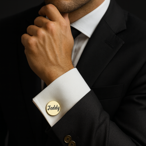 Circle engraved gold cufflinks