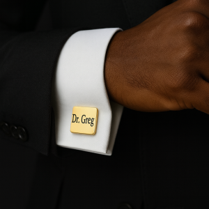 Gold square engraved cufflinks