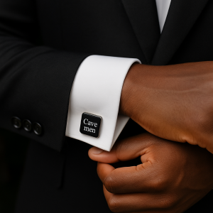 Black square engraved cufflinks