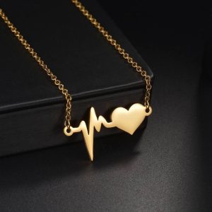 Engraved Gold pulse necklace