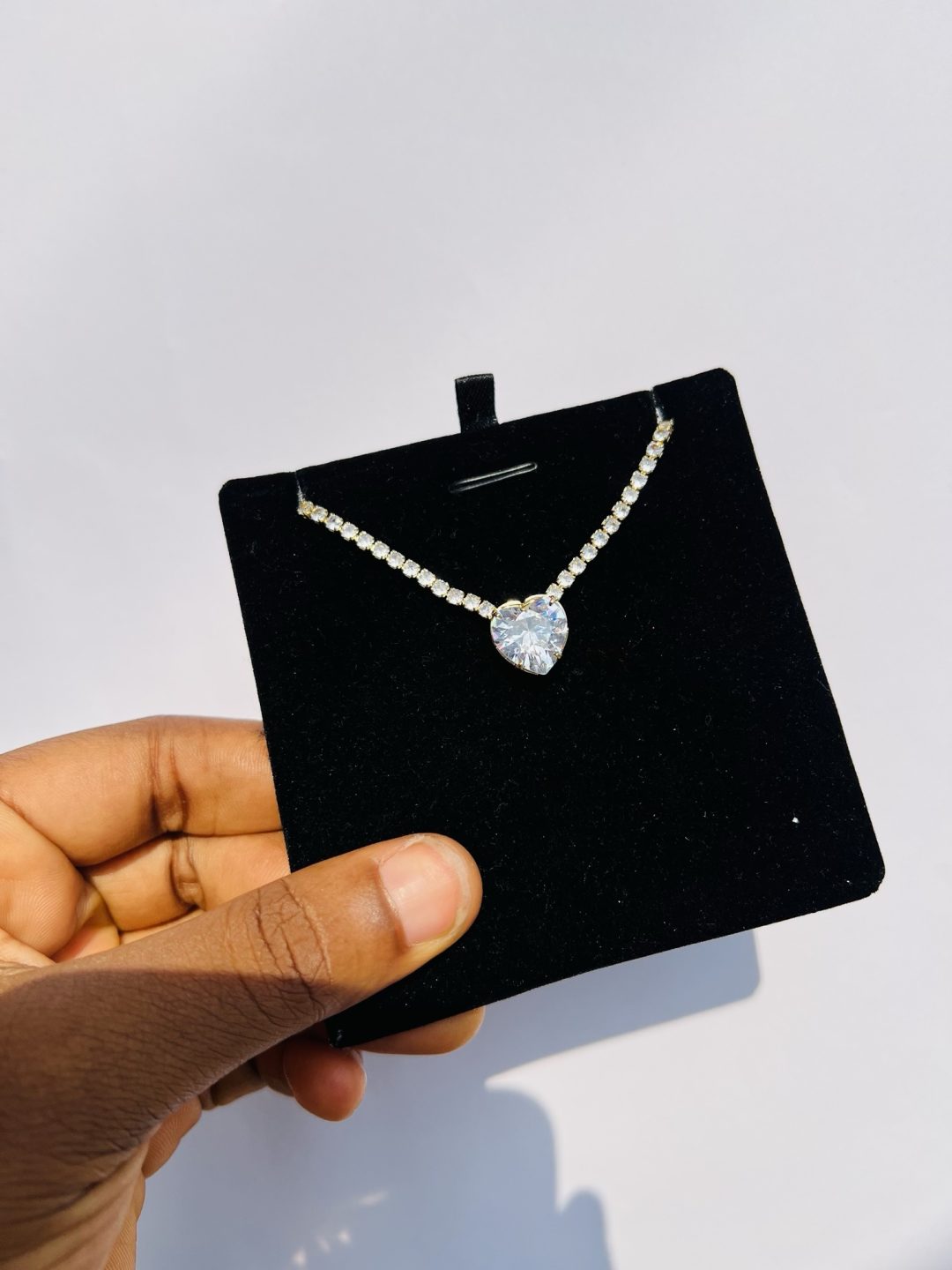 White stone Cz necklace (gold) - Image 4