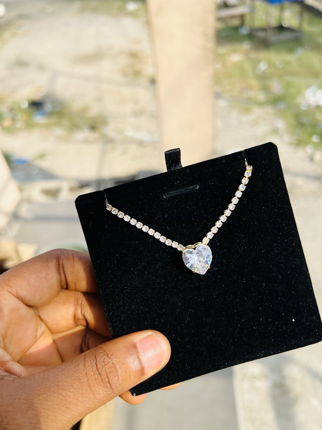 White stone Cz necklace (gold) - Image 5