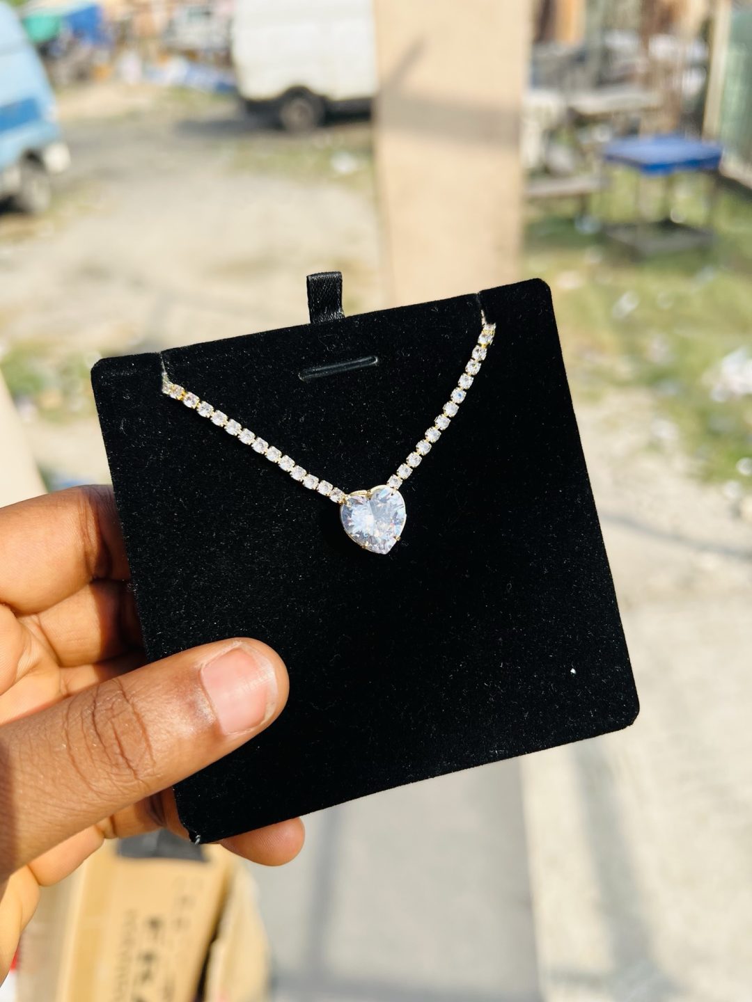 White stone Cz necklace (gold) - Image 2