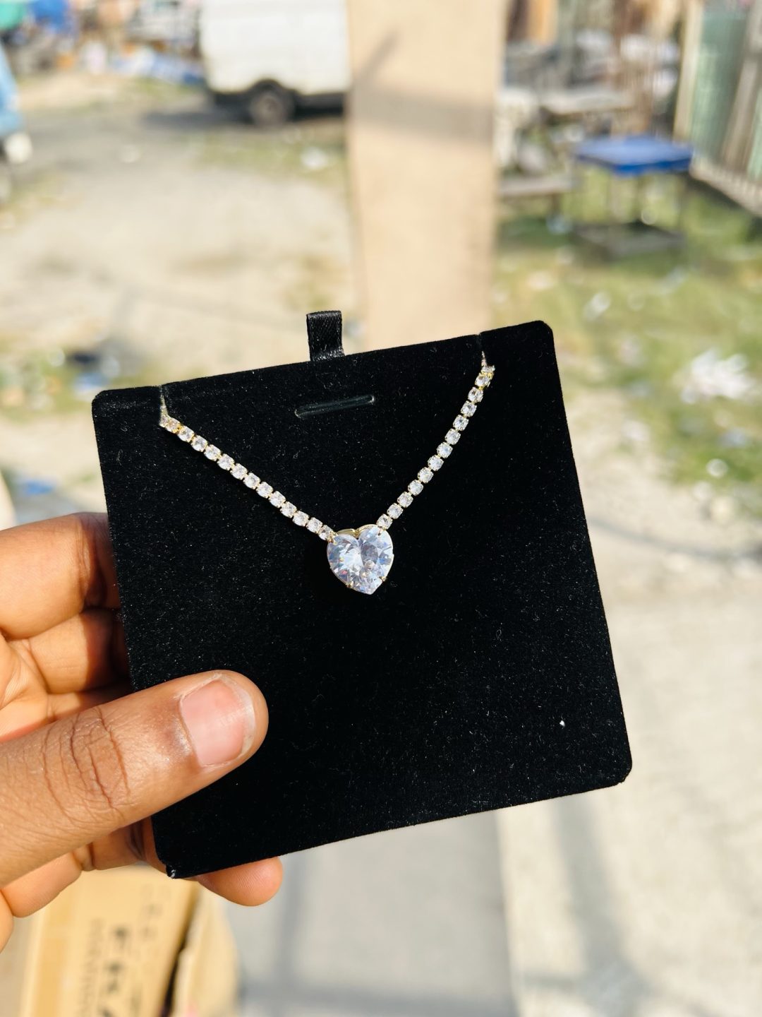 White stone Cz necklace (gold) - Image 3