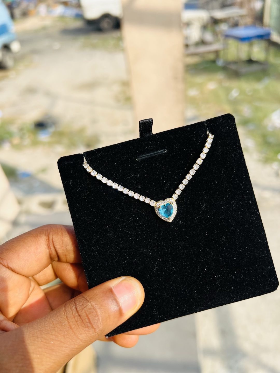 Blue love Cz necklace (gold) - Image 2