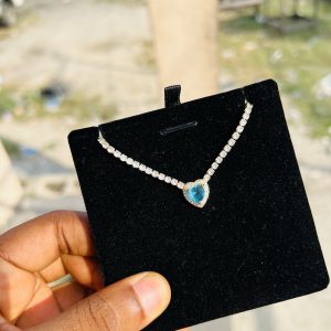 Blue love Cz necklace (gold)
