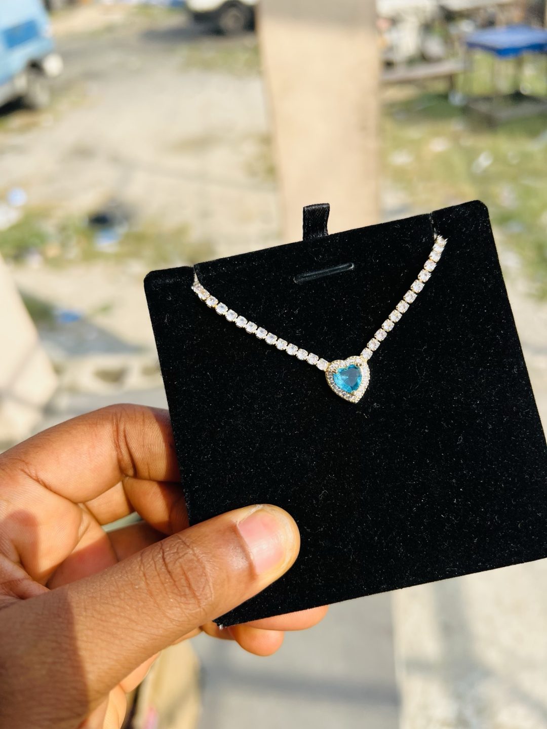 Blue love Cz necklace (gold) - Image 3