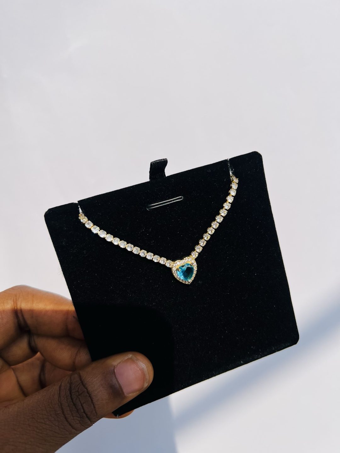 Blue love Cz necklace (gold) - Image 6