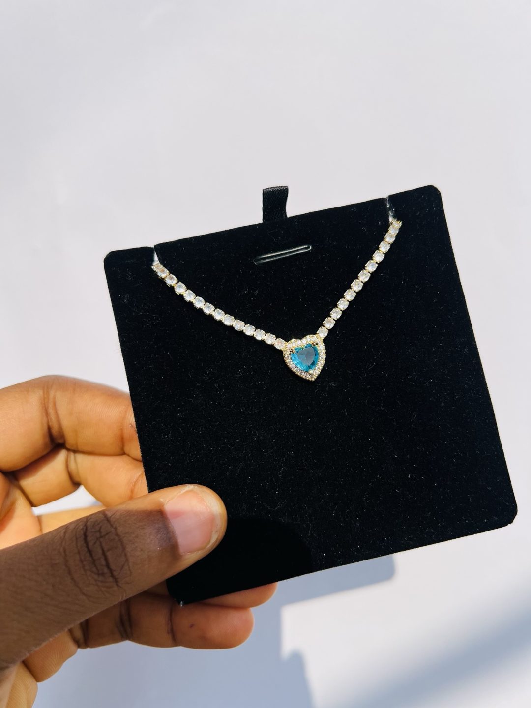 Blue love Cz necklace (gold) - Image 5