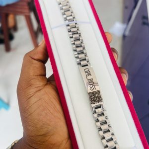 12mm Silver bracelet with barcode