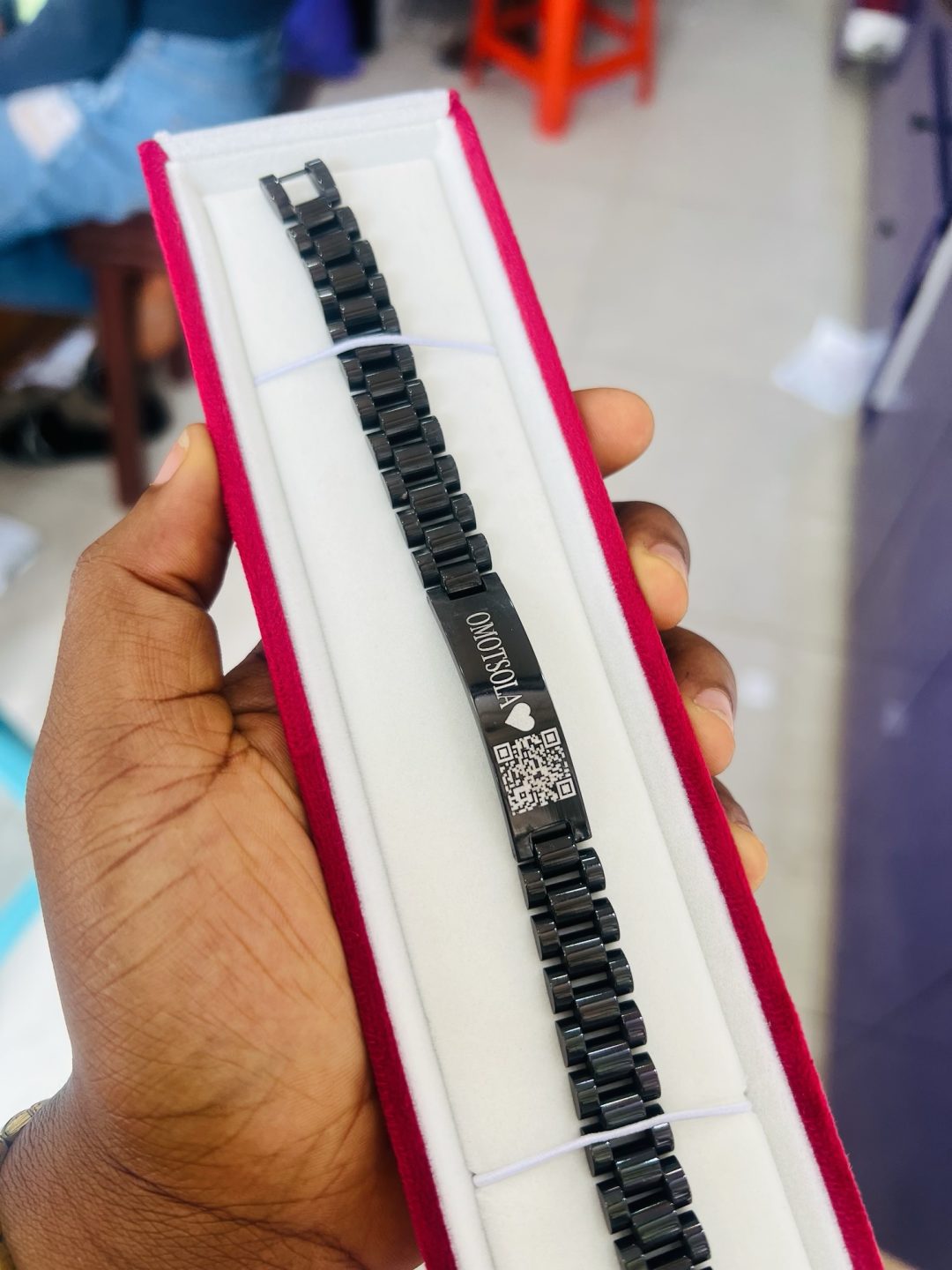 12mm Black bracelet with barcode
