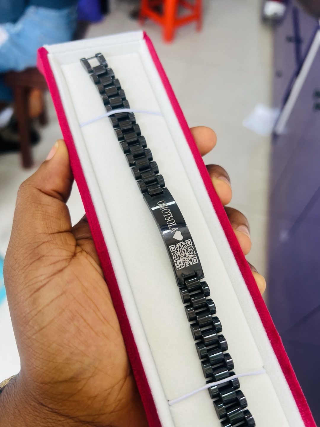 12mm Black bracelet with barcode - Image 7