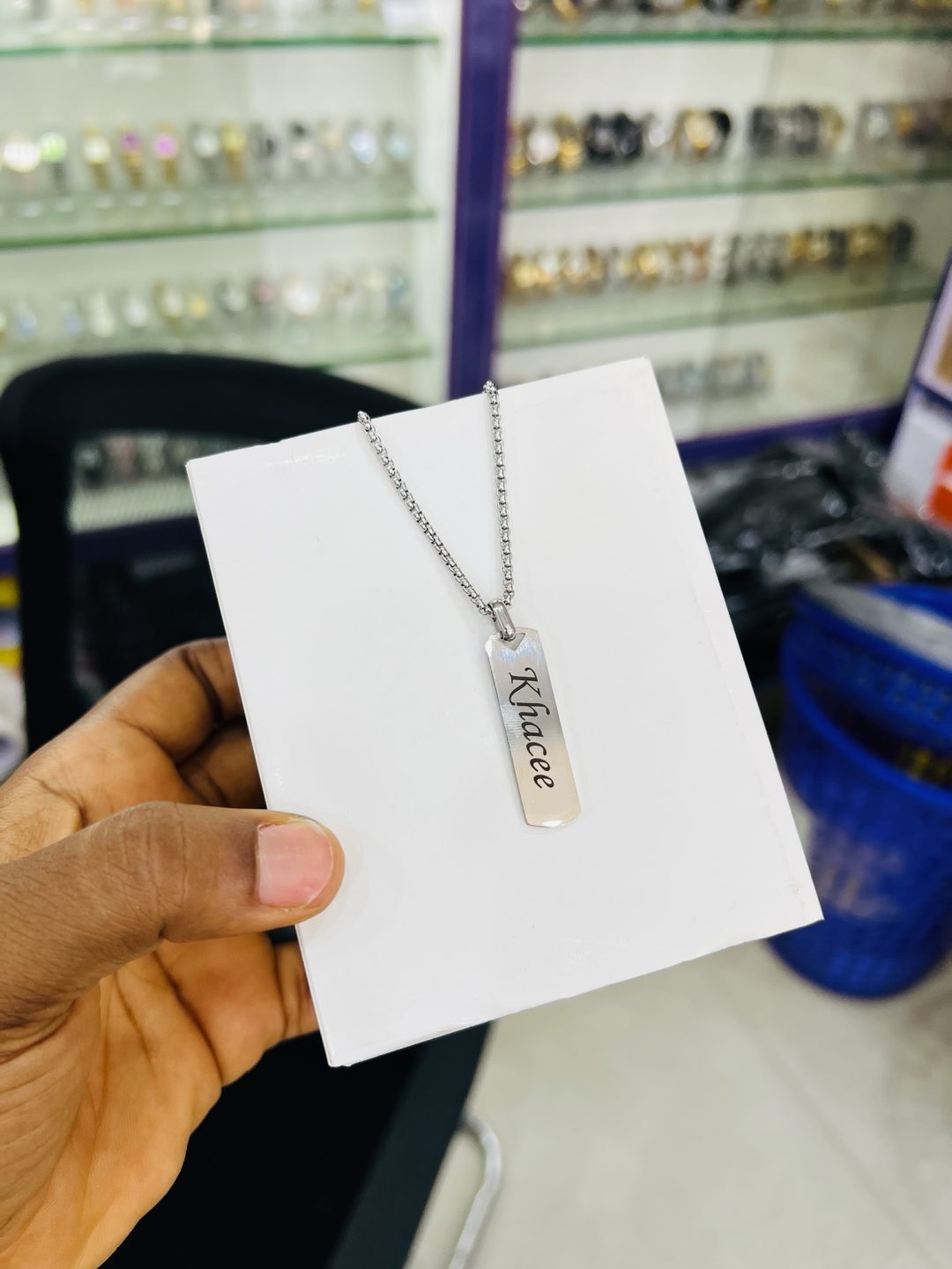 Silver Flat Engraved Necklace