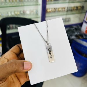 Silver Flat Engraved Necklace