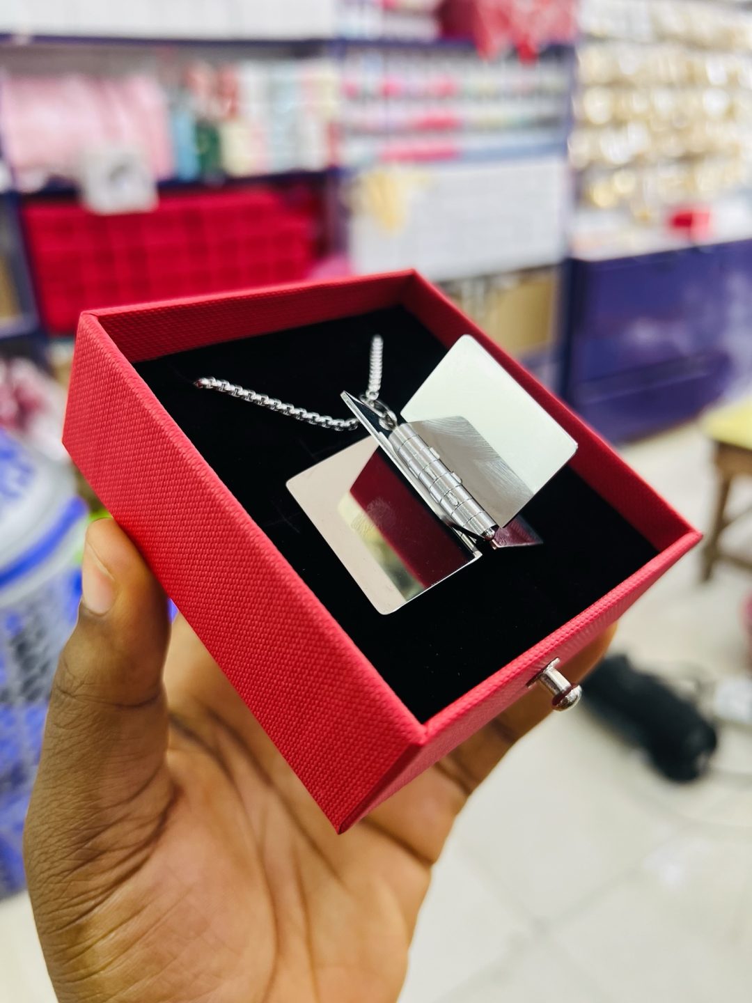 Silver Booklet Engraved Necklace