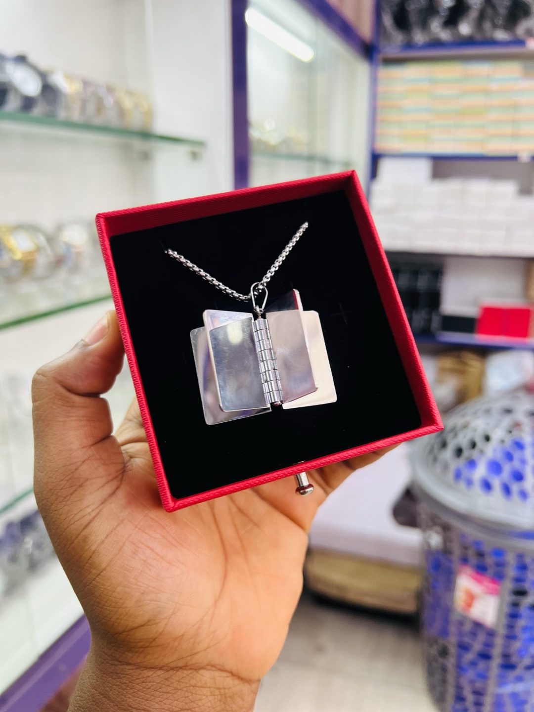 Silver Booklet Engraved Necklace - Image 4
