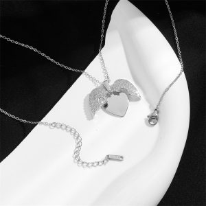 Silver secret message heart engraved necklace