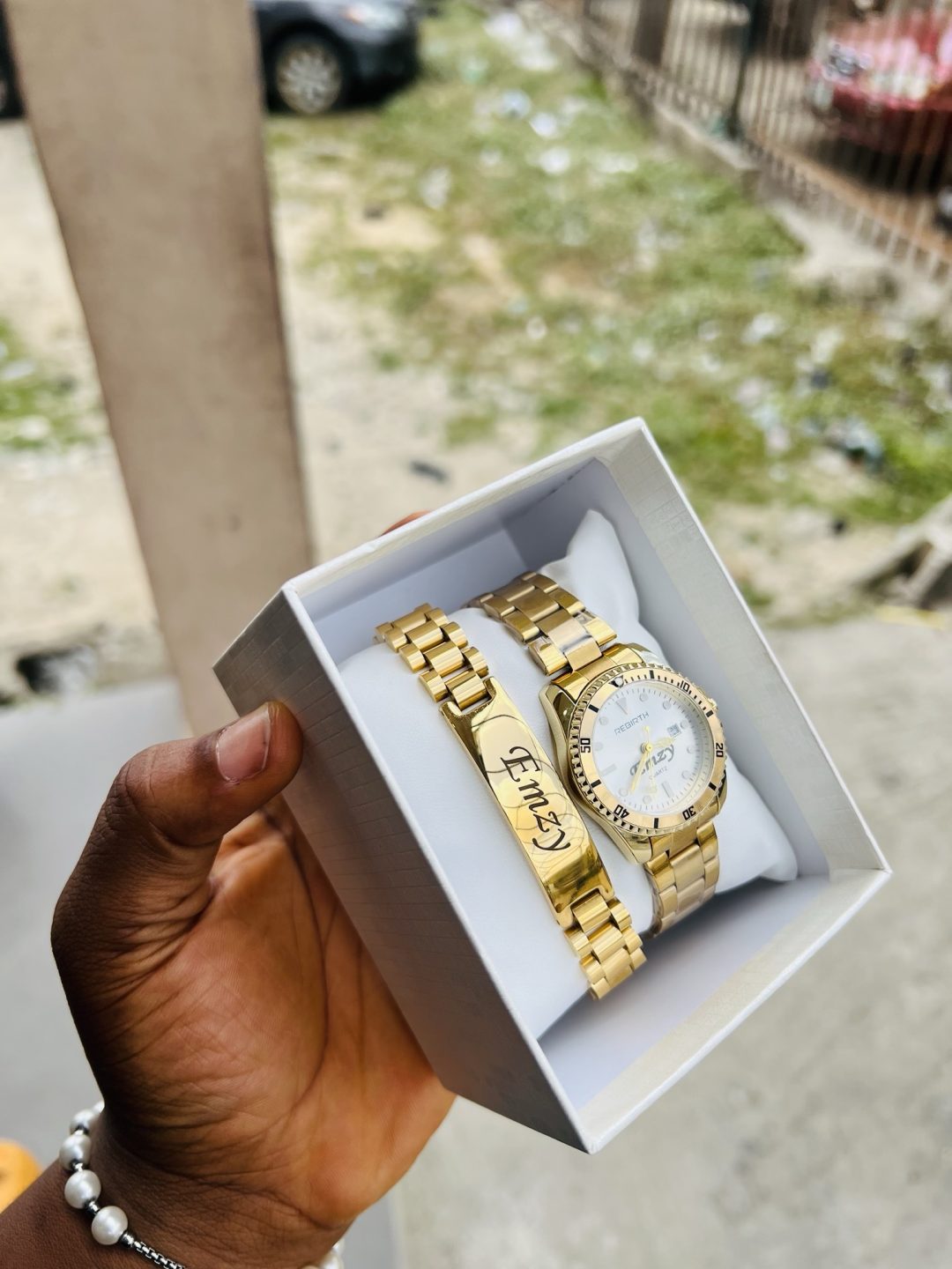 Rebirth dual face with engraved bracelet with box