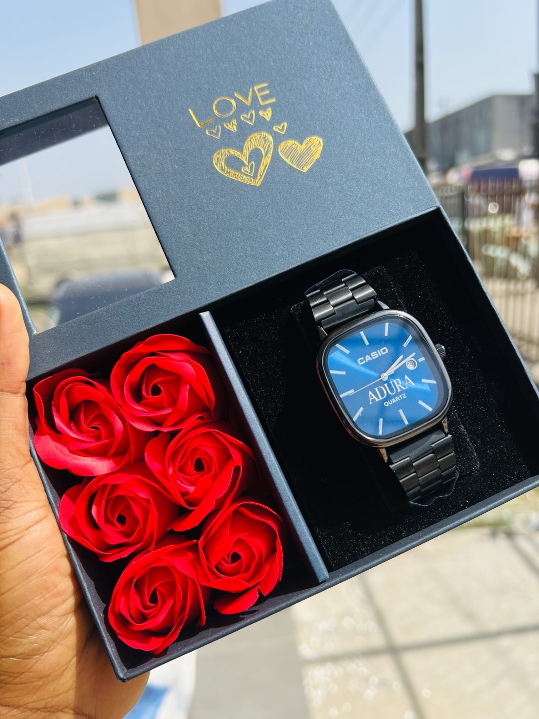 Black Casio watch X Rose box