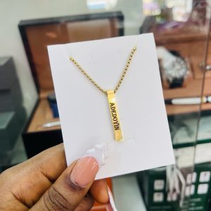 Gold Engraved block necklace