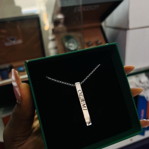 Silver Engraved block necklace