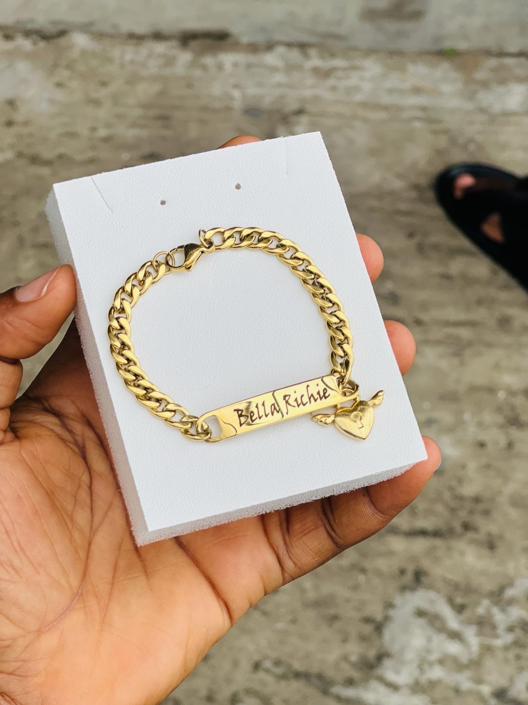 Winged Engraved mini Cuban bracelet