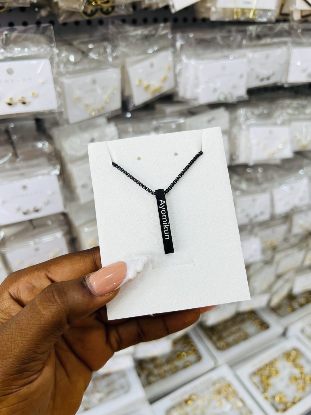 Black Engraved block necklace - Image 3