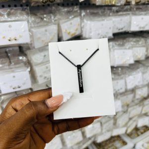 Black Engraved block necklace