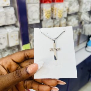 Silver cross engraved necklace