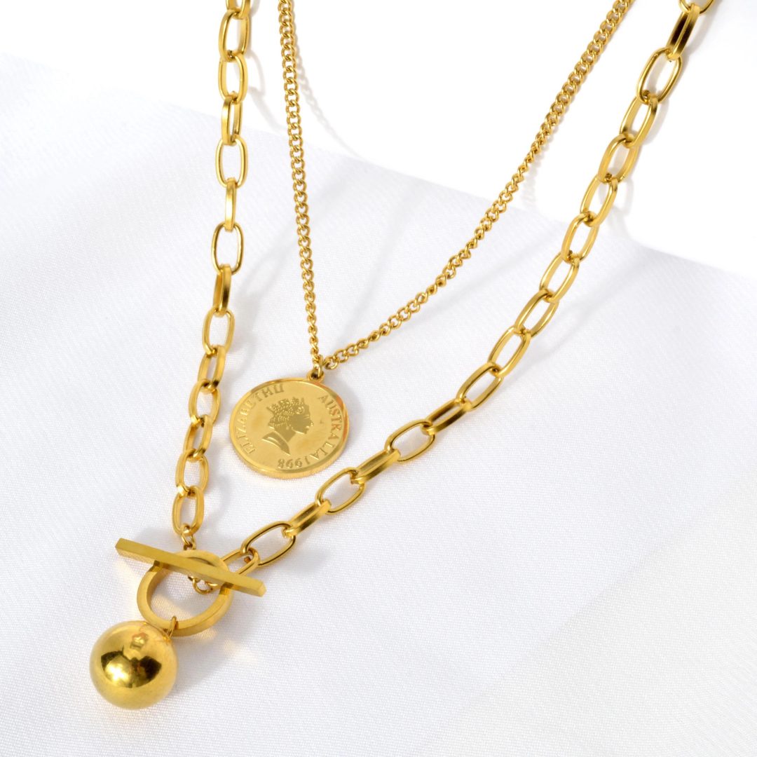Queen Victoria stainless steel double necklace - Image 3