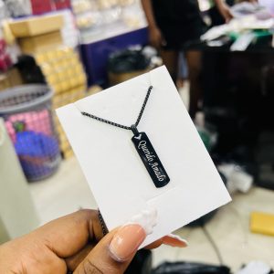 Black flat engraved necklace