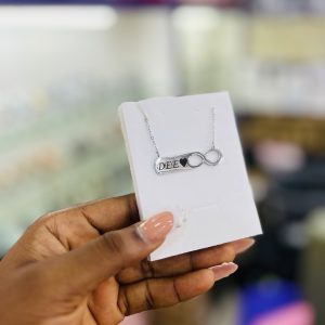 Silver infinity engraved necklace