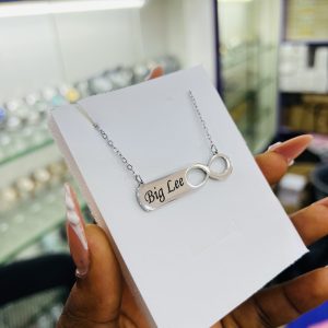 Silver infinity engraved necklace