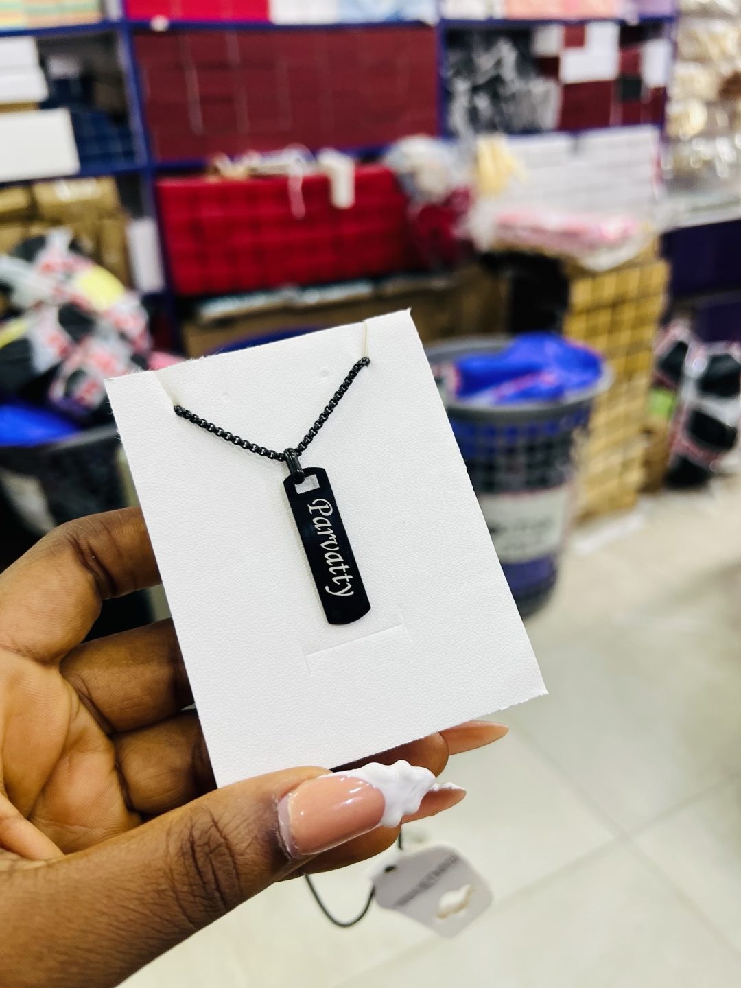 Black flat engraved necklace