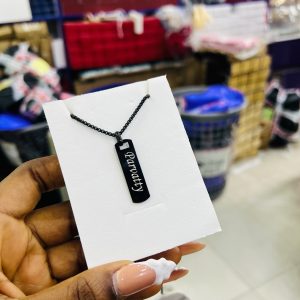 Black flat engraved necklace