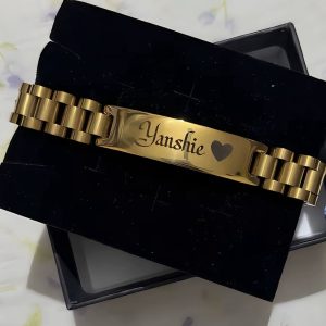Engraved 12mm Gold Rolex bracelet