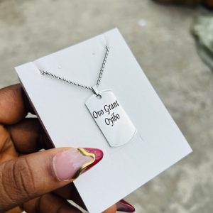 Engraved Silver Dog tag necklace