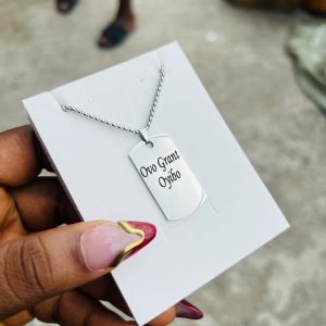 Engraved Silver Dog tag necklace