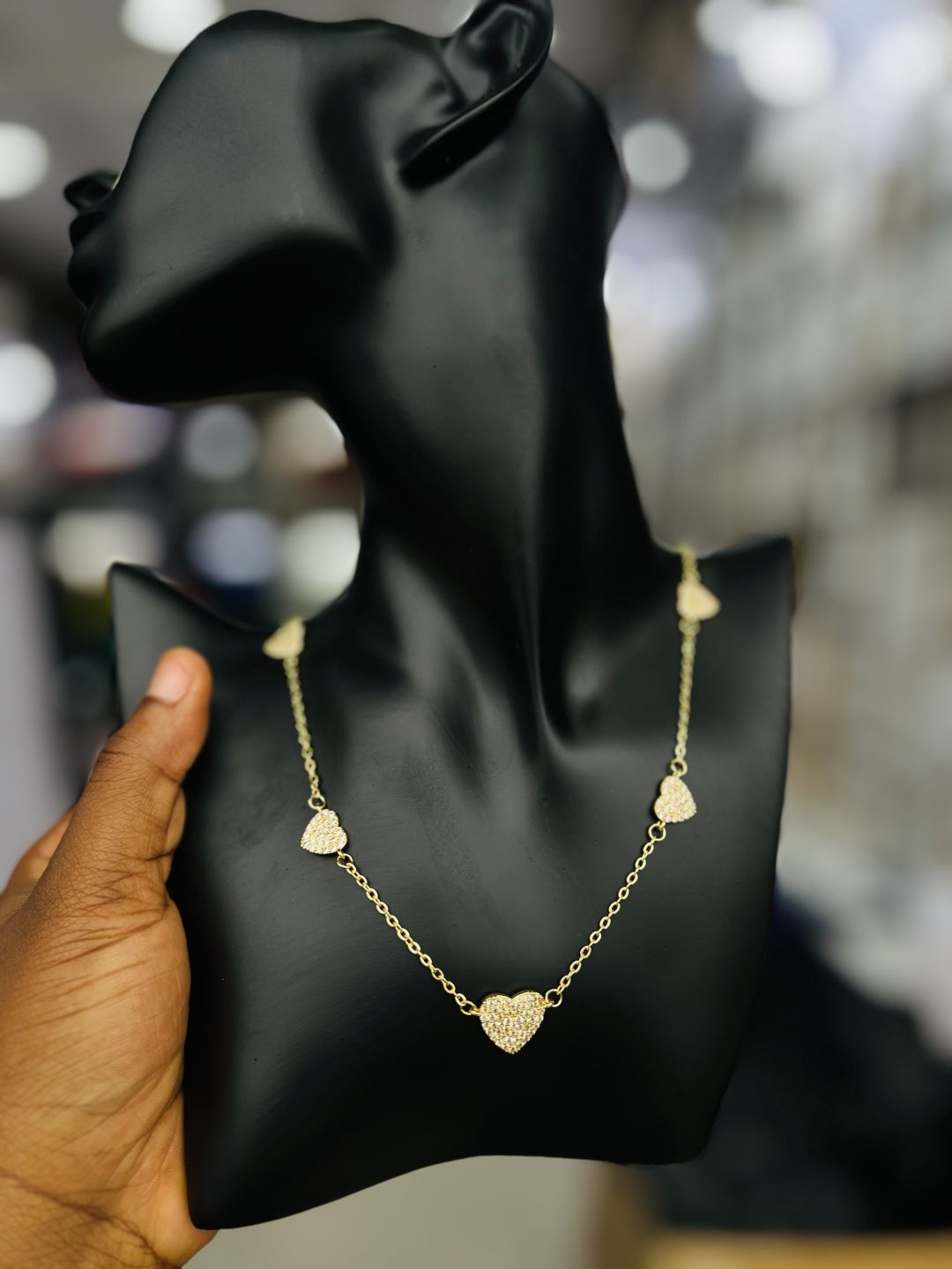 Five heart gold  necklace