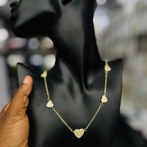 Five heart gold  necklace