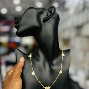 Five heart gold  necklace