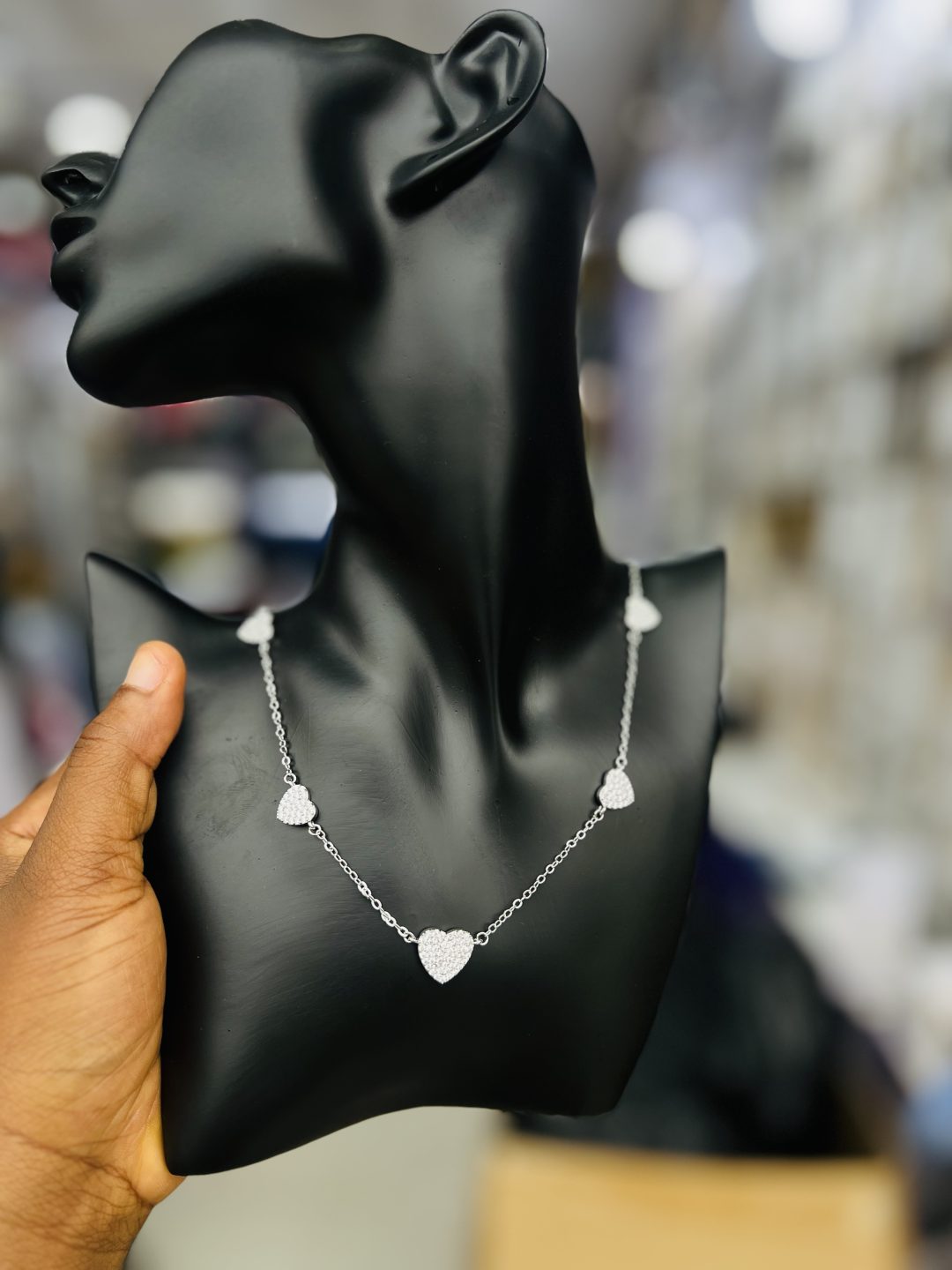 Five heart silver necklace - Image 2