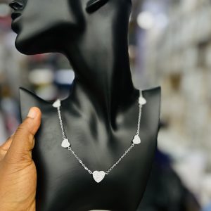 Five heart silver necklace