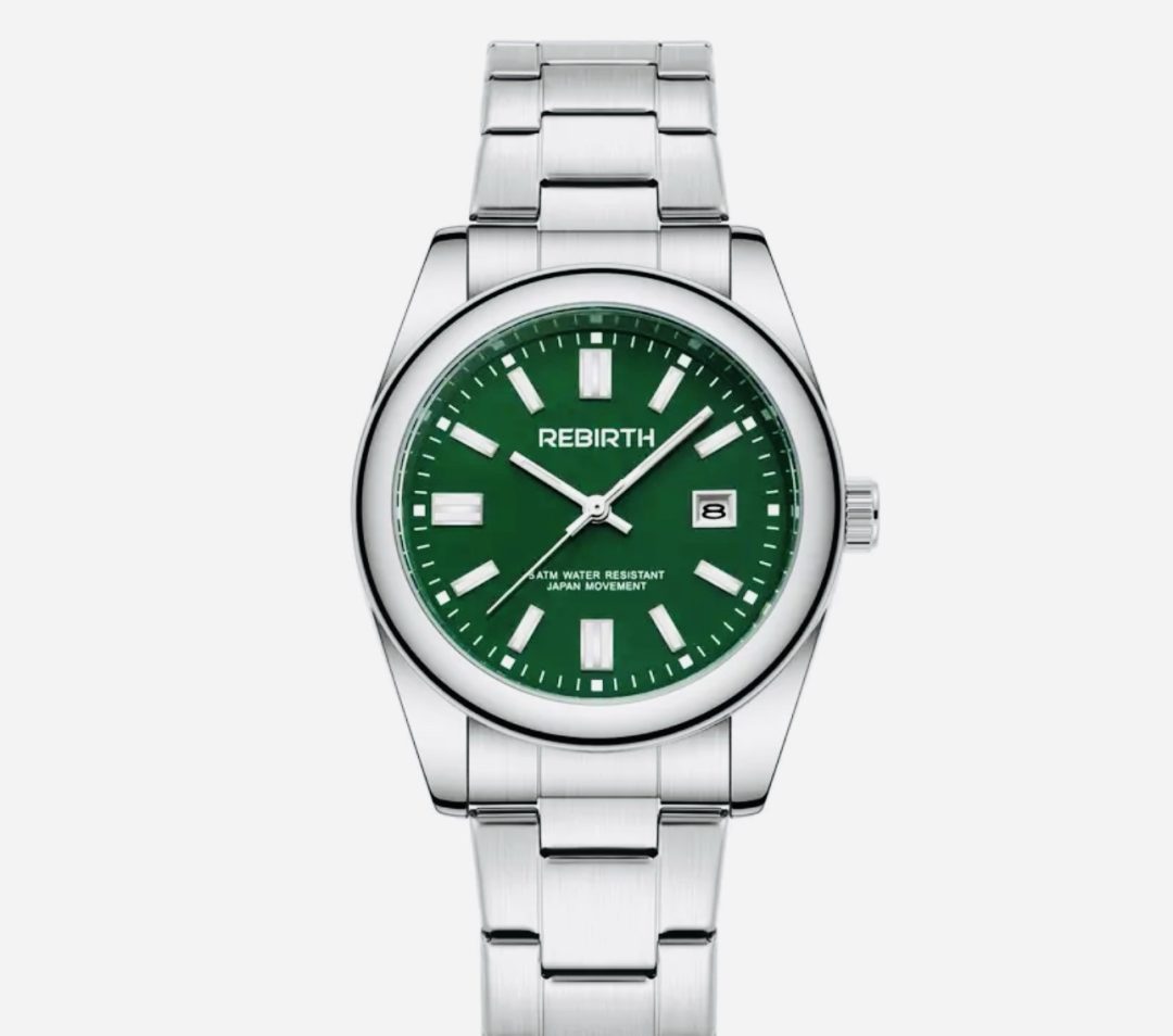 Rebirth silver green face presidential watch