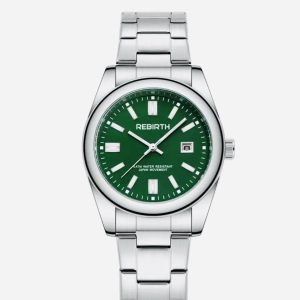 Rebirth silver green face presidential watch