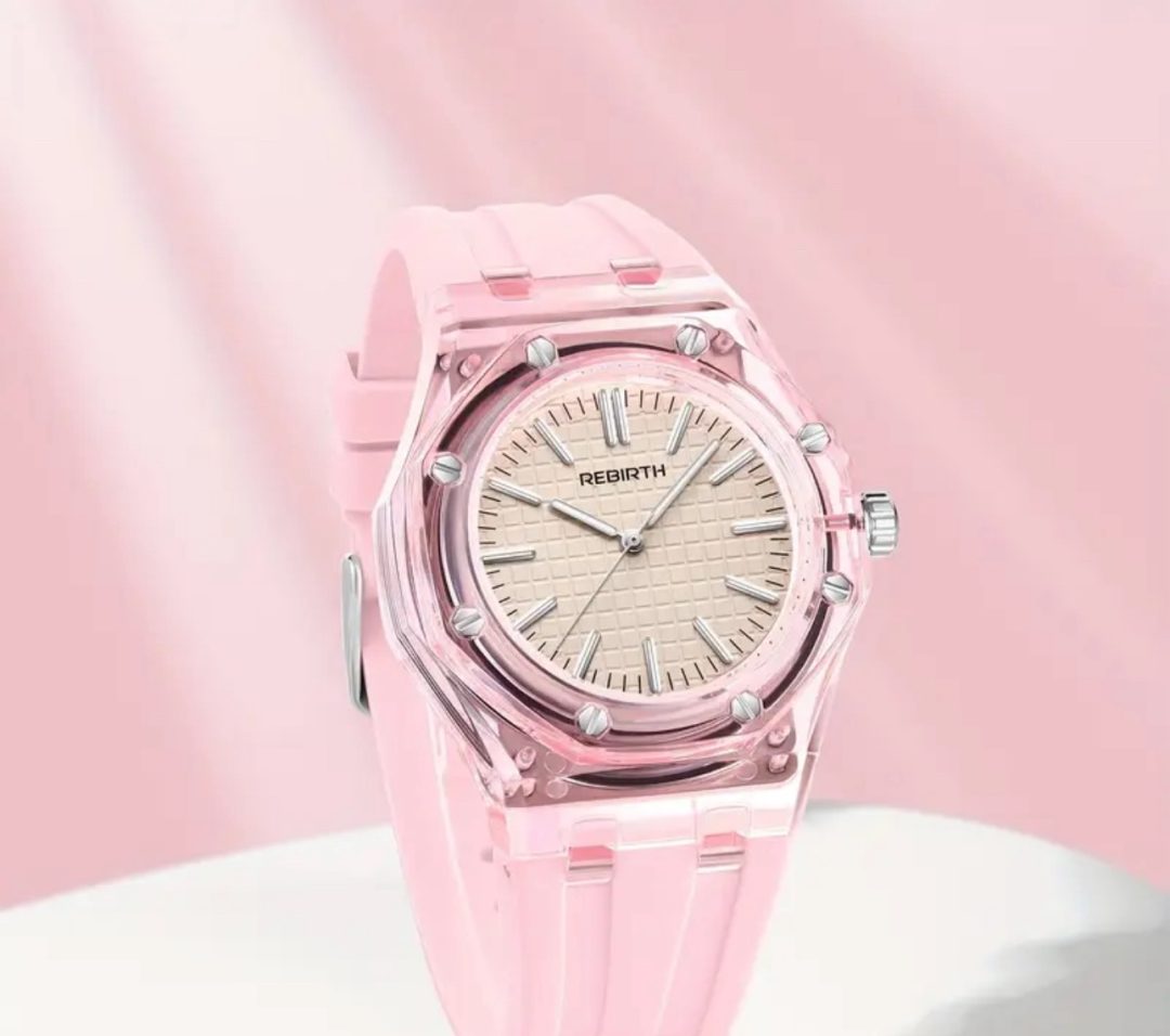Pink rebirth acrylic silicone watch