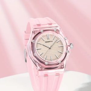 Pink rebirth acrylic silicone watch
