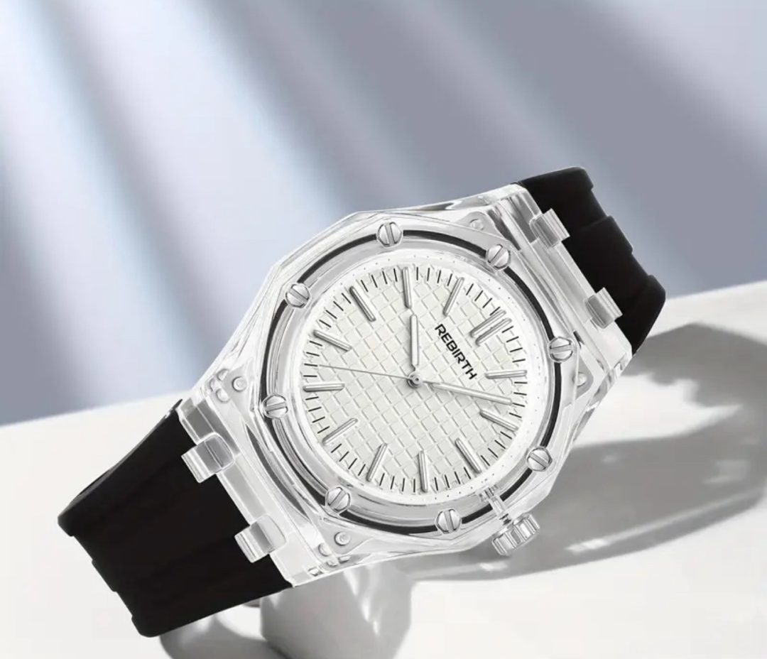 Rebirth silicon white face black strap
