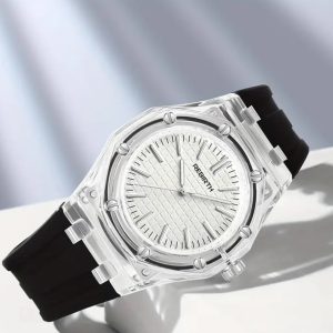 Rebirth silicon white face black strap